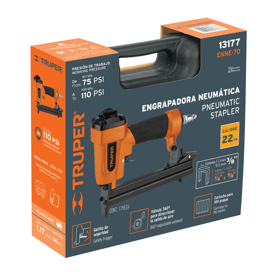 Engrapadora neumatica, calibre 22, Truper, 13177