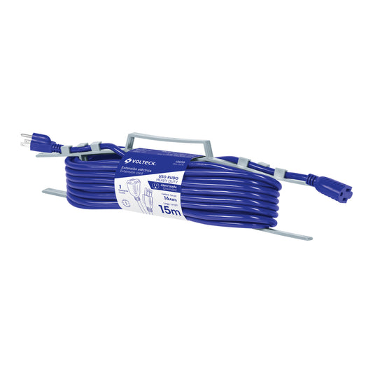 Extensión de uso rudo aterrizada 15 m 3x16 AWG, Volteck Caja con 4, 48059