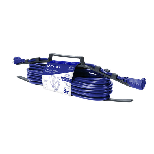 Extensión de uso rudo aterrizada 8 m 3x16 AWG, Volteck Caja con 4, 48058