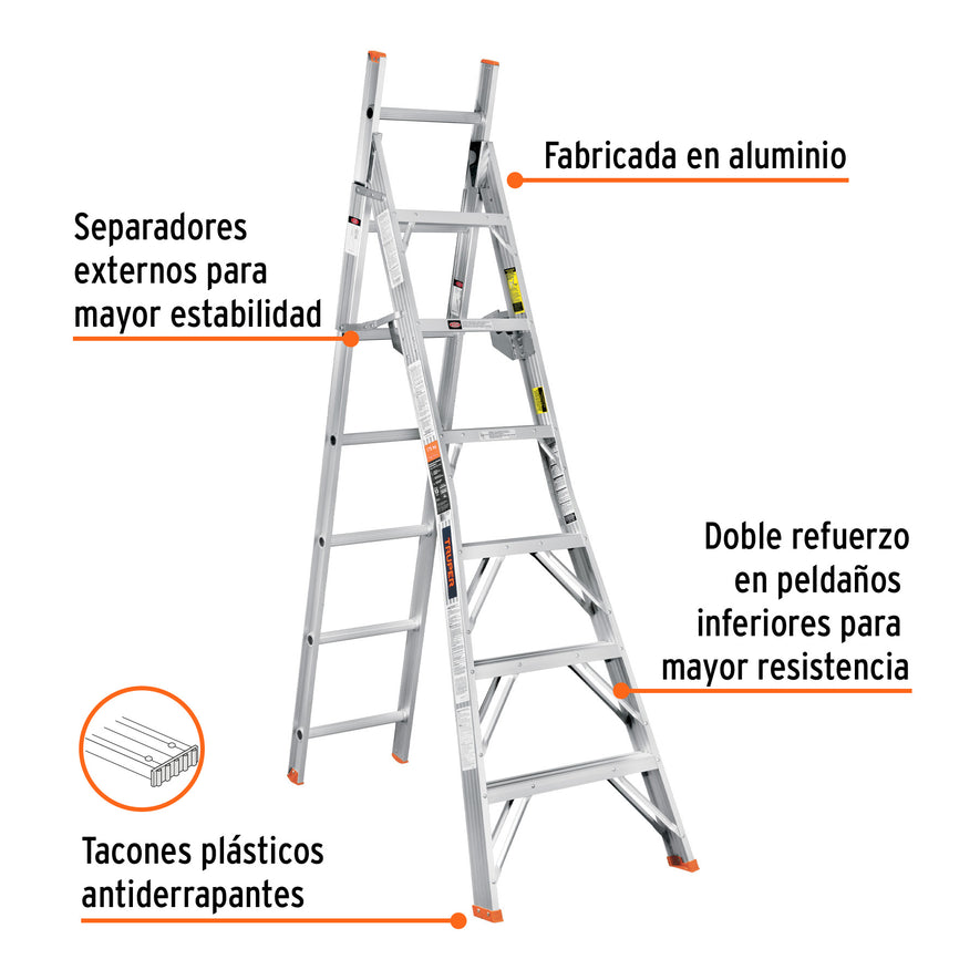 Escalera convertible, tipo ll, 13 escalones, TRUPER, 16746