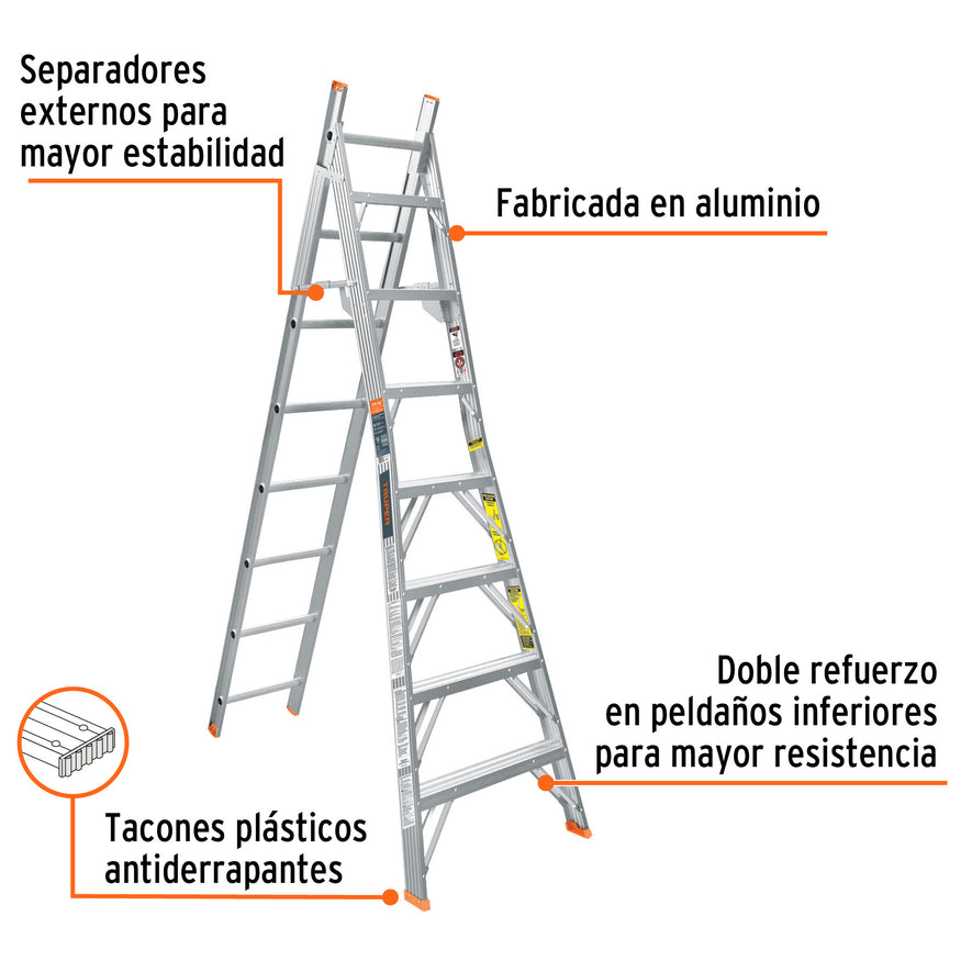 Escalera convertible, tipo ll, 15 escalones, TRUPER, 16747
