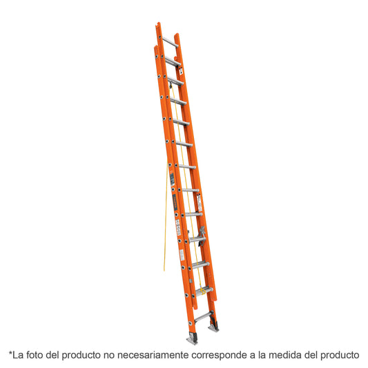 Escalera de extensión, tipo II, 28 peldaños, fibra de vidrio, 100229