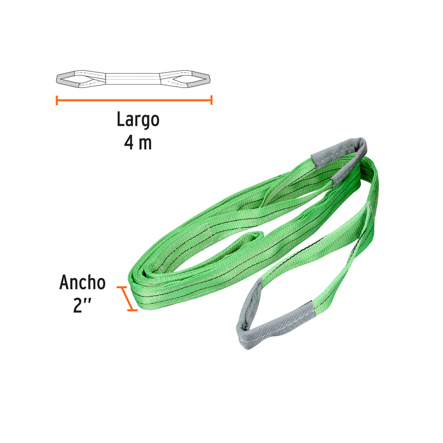 Eslinga de poliéster, ojo a ojo, 2' x 4 m, Truper, 17868