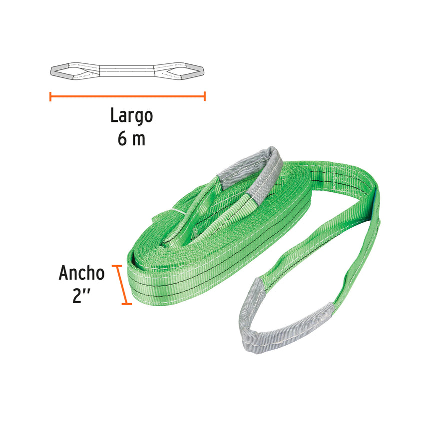 Eslinga de poliéster, ojo a ojo, 2' x 6 m, Truper, 17869