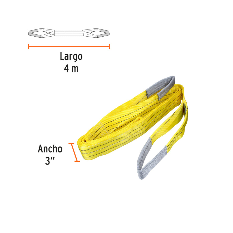 Eslinga de poliéster, ojo a ojo, 3' x 4 m, Truper, 17872