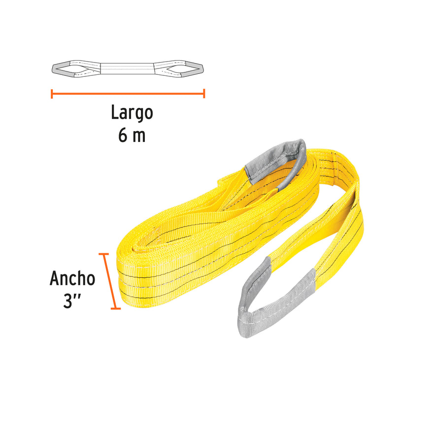 Eslinga de poliéster, ojo a ojo, 3' x 6 m, Truper, 17873