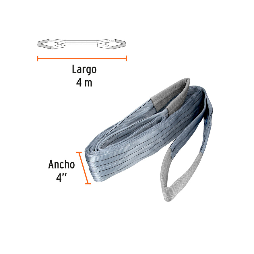 Eslinga de poliéster, ojo a ojo, 4' x 4 m, Truper, 17876