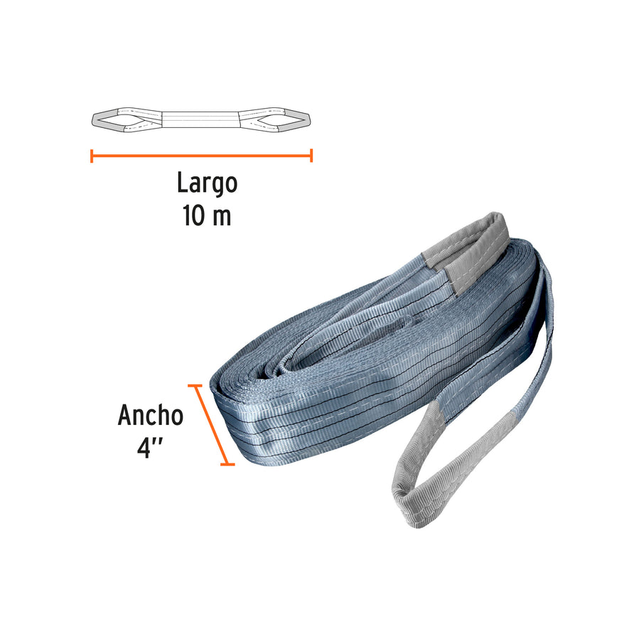 Eslinga de poliéster, ojo a ojo, 4' x 10 m, Truper, 17879