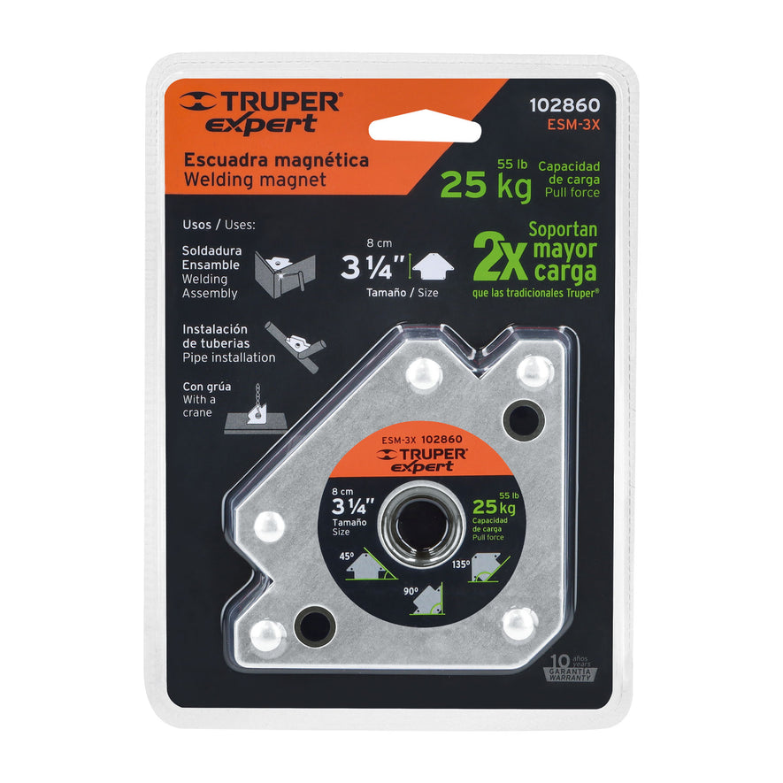 Escuadra magnética 3' para soldar, capacidad 25 kg, EXPERT Caja con 6, 102860
