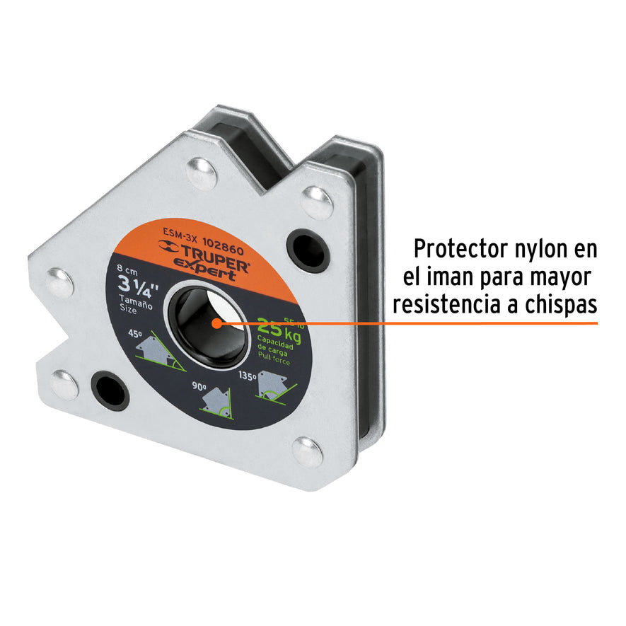 Escuadra magnética 3' para soldar, capacidad 25 kg, EXPERT Caja con 6, 102860