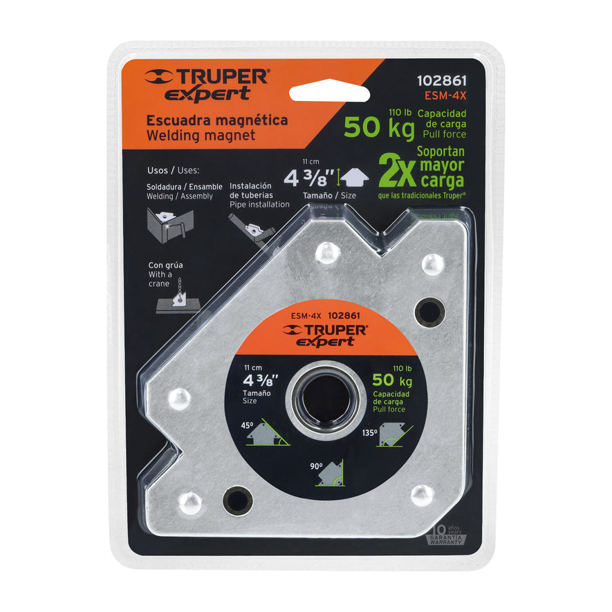 Escuadra magnética 4' para soldar, capacidad 50 kg, EXPERT Caja con 4, 102861