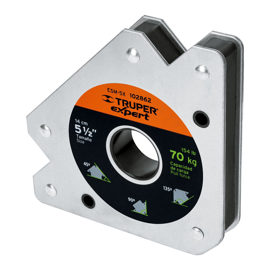Escuadra magnética 5' para soldar, capacidad 70 kg, EXPERT Caja con 4, 102862
