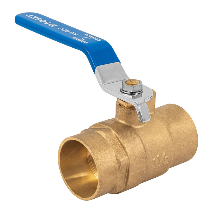 Válvula de esfera de latón, soldable 1-1/2', Foset Caja con 6, 49010