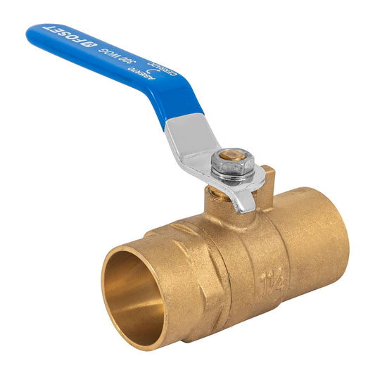 Válvula de esfera de latón, soldable 1-1/4', Foset Caja con 6, 49009