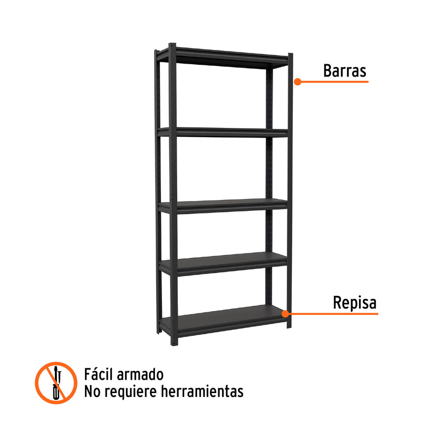 Estante metálico 5 repisas capacidad 80 Kg,180x30x85, TRUPER, 58000