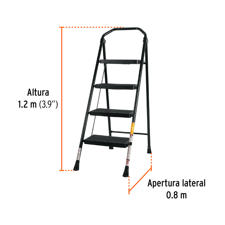 Escalera tubular, plegable, 4 peldaños, Truper, 103144