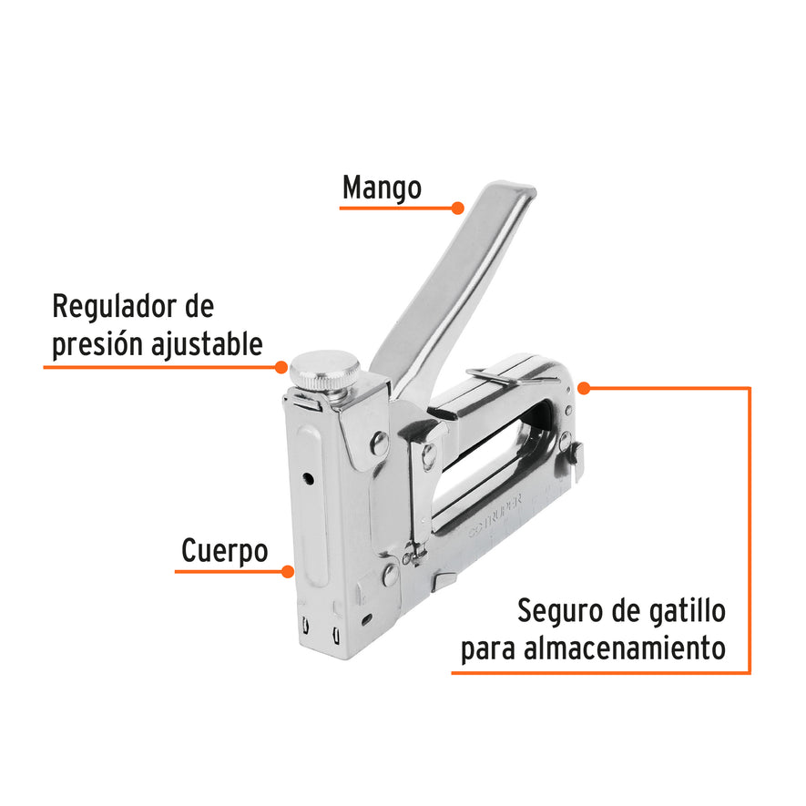 Engrapadora tipo pistola para ¼',5/16', 3/8', con 200 grapas Caja con 4, 17963