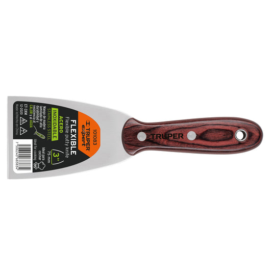 Espátula 3' acero inoxidable con mango de madera, Expert Caja con 6, 101083
