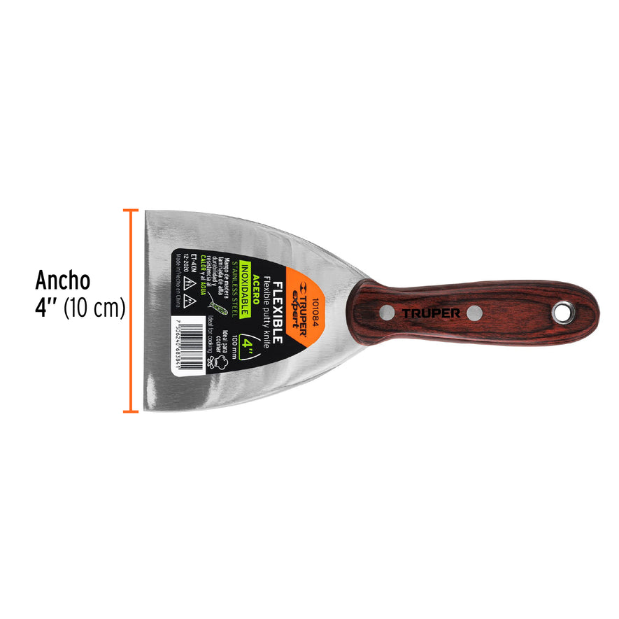 Espátula 4' acero inoxidable con mango de madera, Expert Caja con 6, 101084