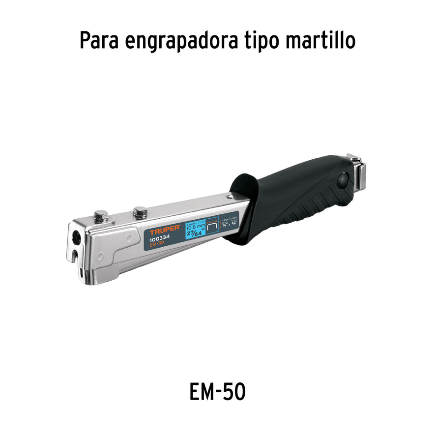 grapas 1/4' corona 10.7 mm para ET-50, Truper Caja con 10, 17965
