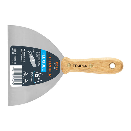 Espátula flexible 6' con mango de madera, Truper Caja con 6, 14452