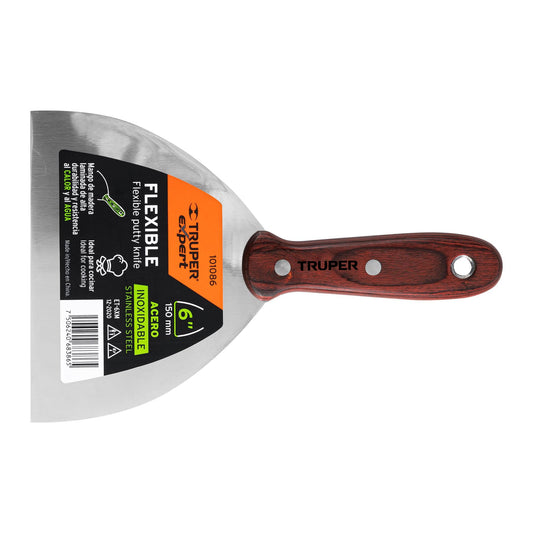 Espátula 6' acero inoxidable con mango de madera, Expert Caja con 6, 101086