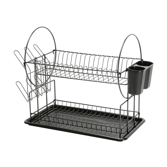 Escurridor negro de acero con 2 niveles para trastes Caja con 2, 47501
