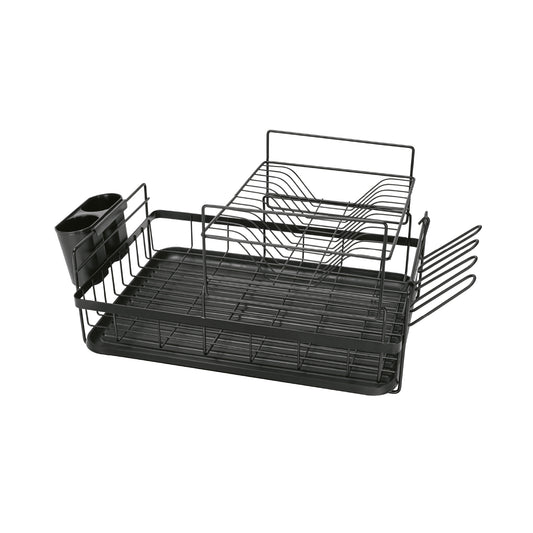 Escurridor negro de acero con 2 niveles para trastes, grande, 47502