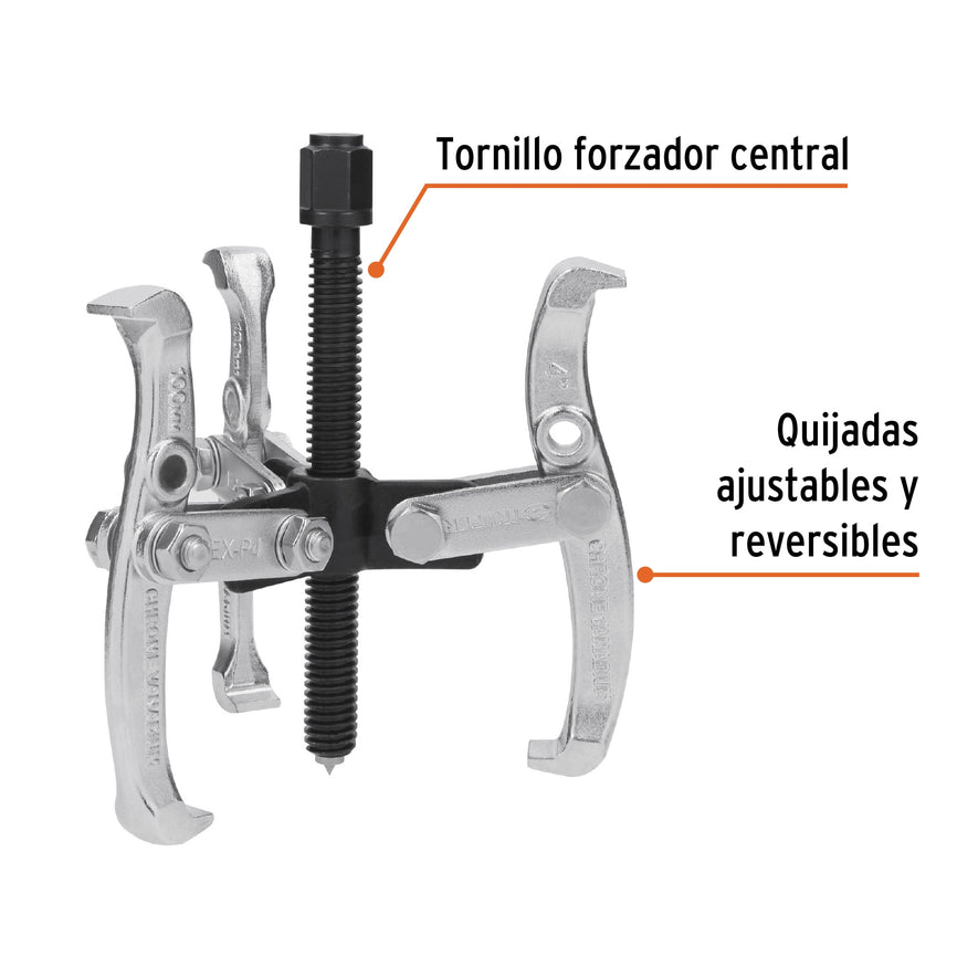 Extractor de poleas, 3 quijadas, 4', Truper Caja con 4, 14503