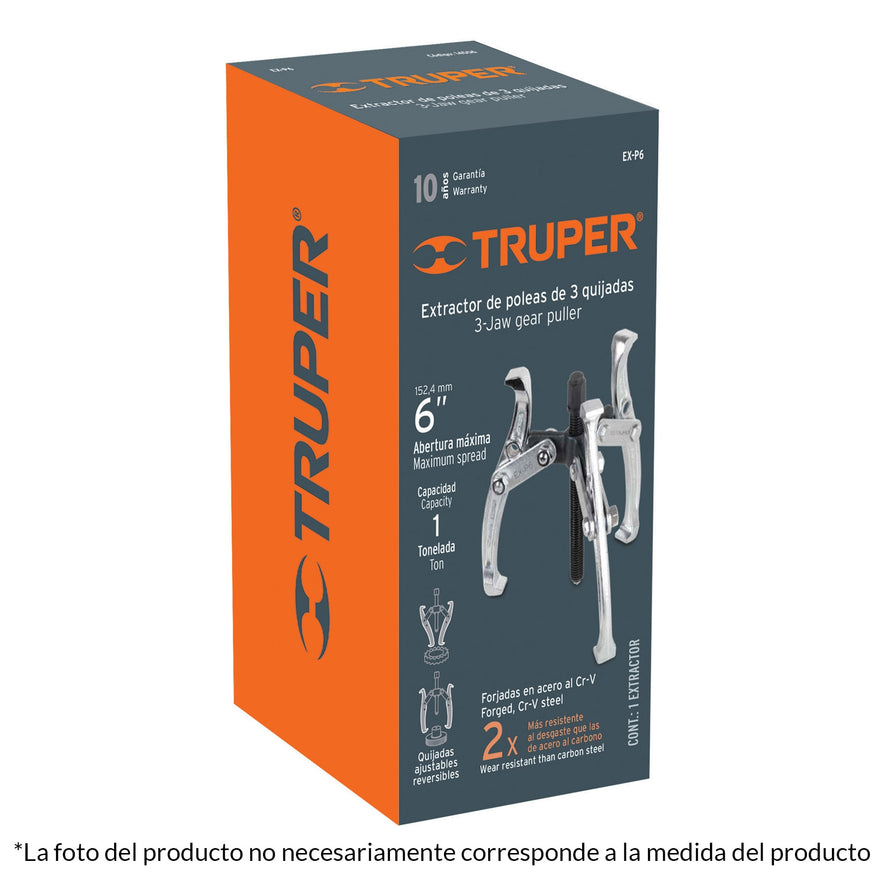 Extractor de poleas, 3 quijadas, 8', Truper, 14509