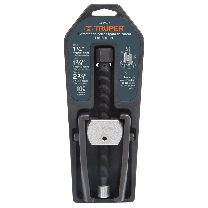 Extractor de poleas, pata de cabra, Truper Caja con 3, 14501
