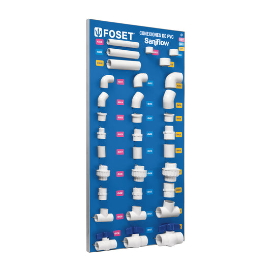 Exhibidor de conexiones de PVC hidráulico, cédula 40, 55943
