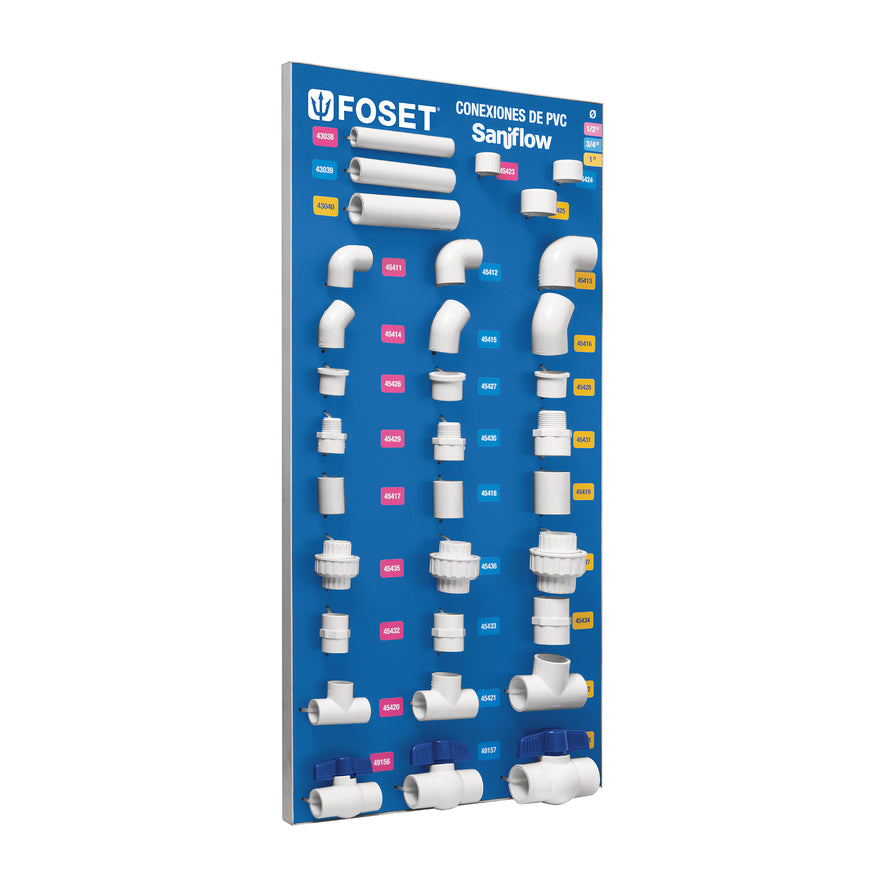 Exhibidor de conexiones de PVC hidráulico, cédula 40, 55943