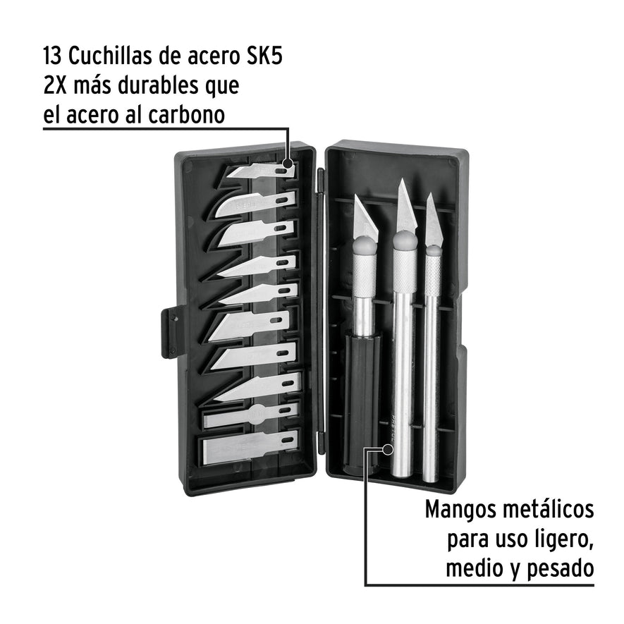 Juego de exactos con 13 cuchillas en estuche, PRETUL Caja con 4, 22409