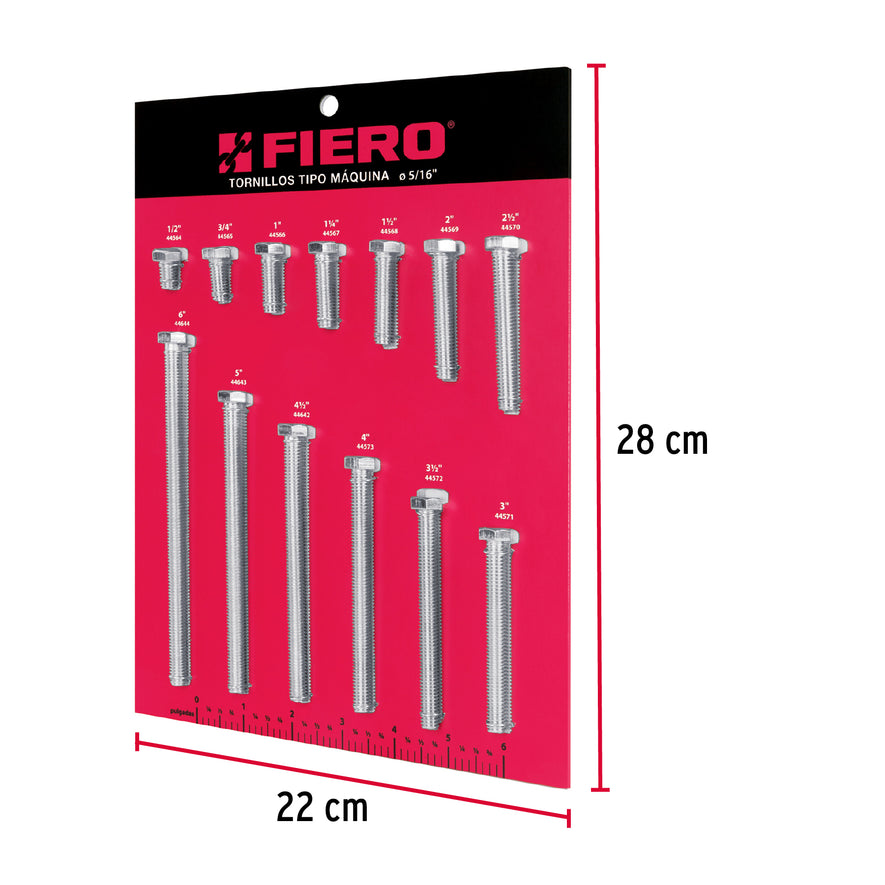 Exhibidor Fiero con tornillos tipo máquina, 5/16', 55897