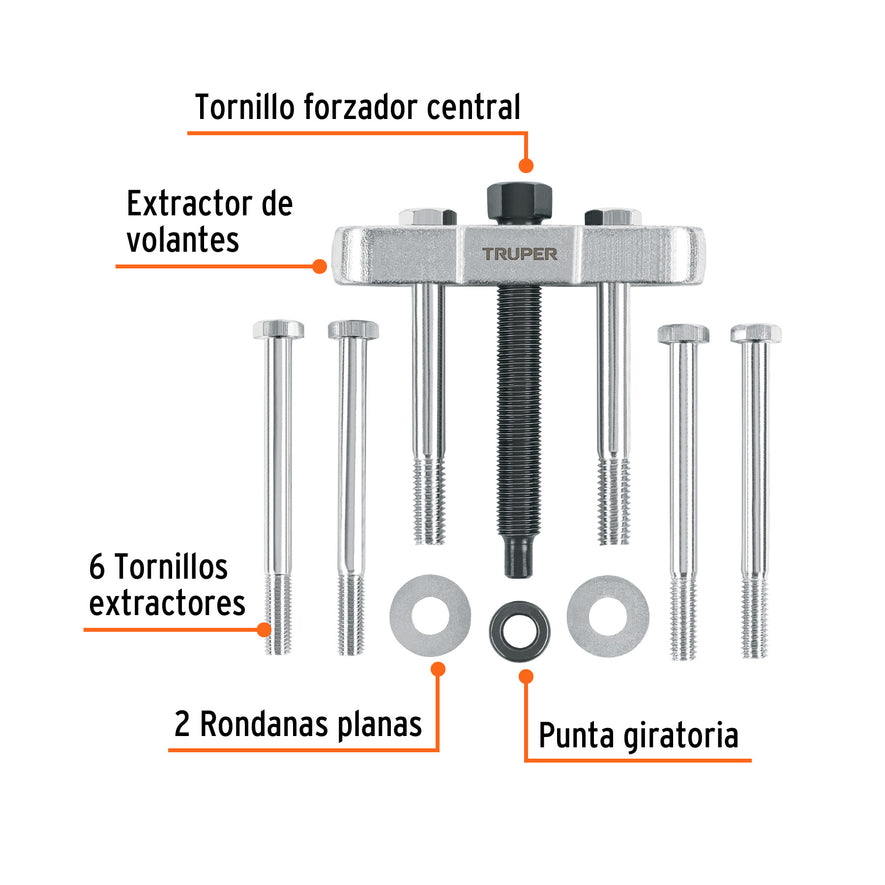Extractor de volantes, 11 piezas, Truper Caja con 3, 14508