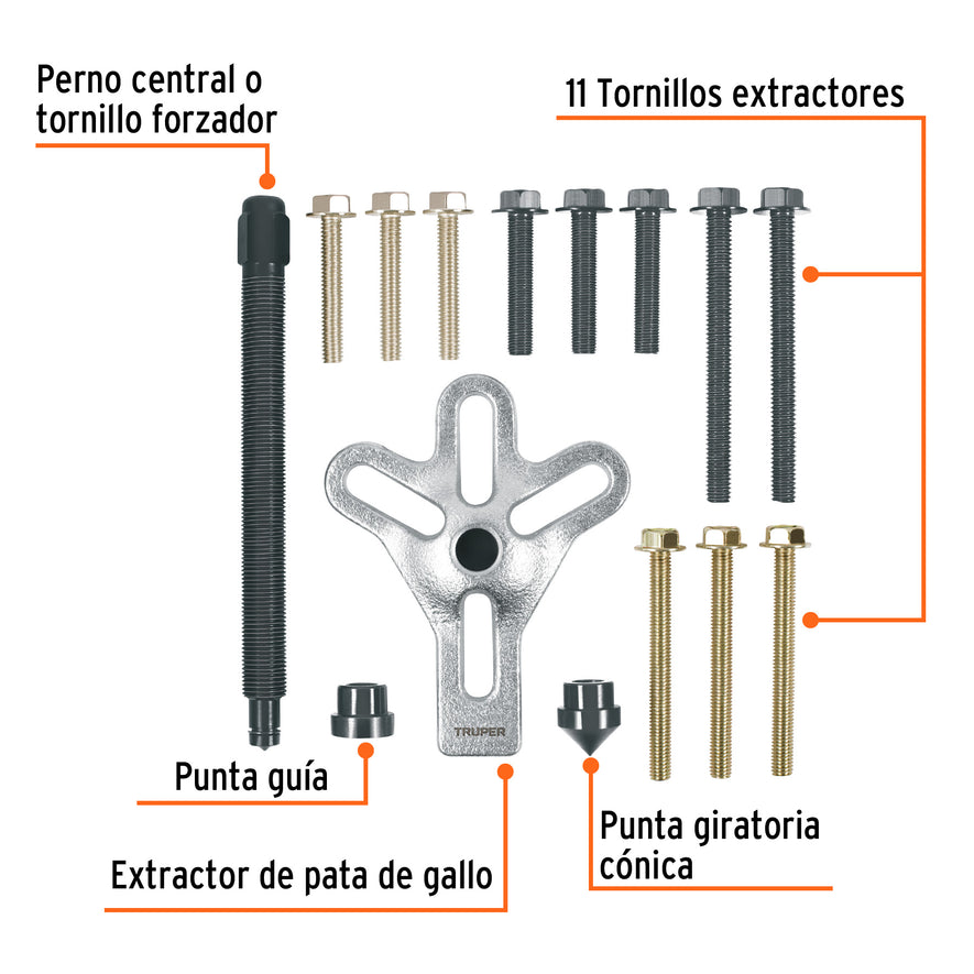 Extractor pata de gallo, 15 piezas, Truper Caja con 5, 14511
