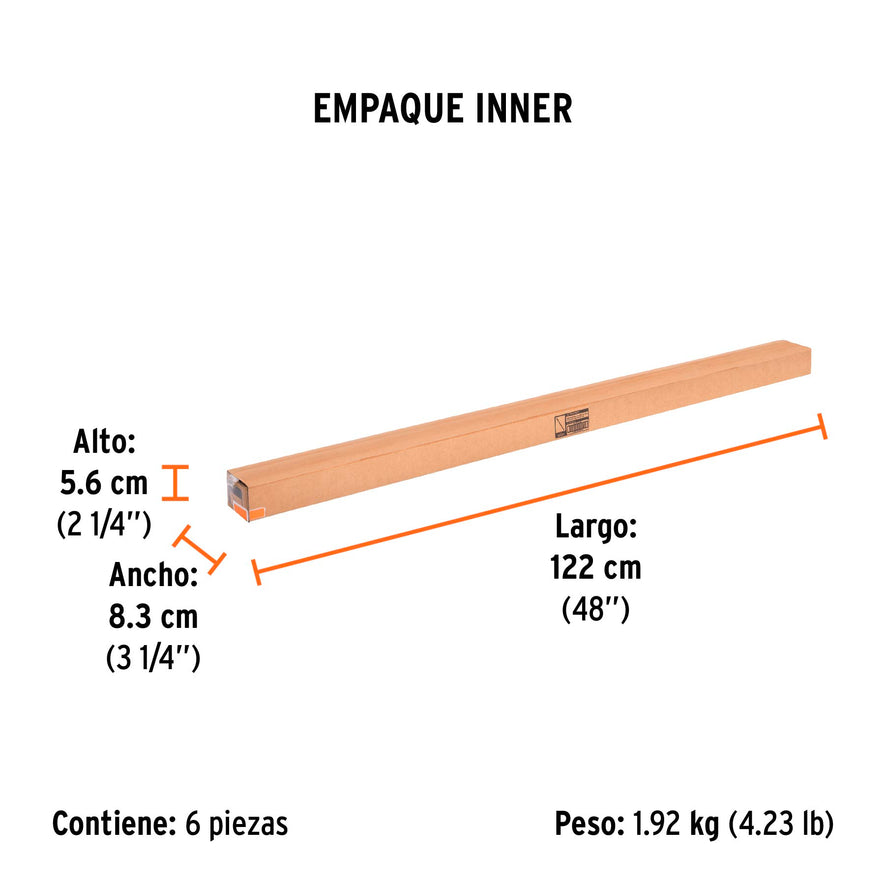 Extensión de acero para rodillo, 1.2 m, Truper Caja con 6, 10547