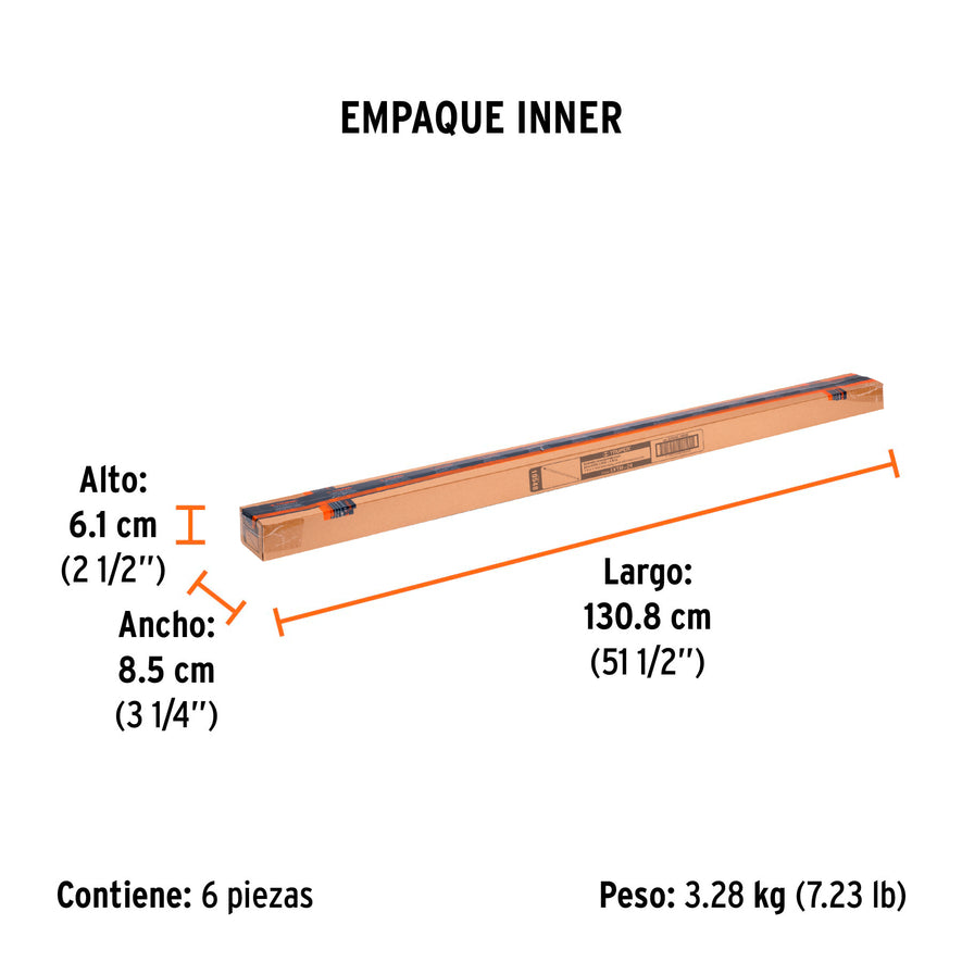 Extensión de acero para rodillo, 2.4 m, Truper Caja con 6, 10548