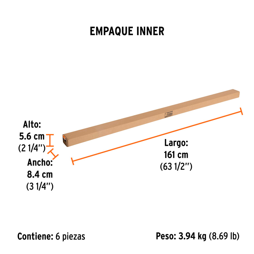 Extensión de acero para rodillo, 3 m, Truper Caja con 6, 10549