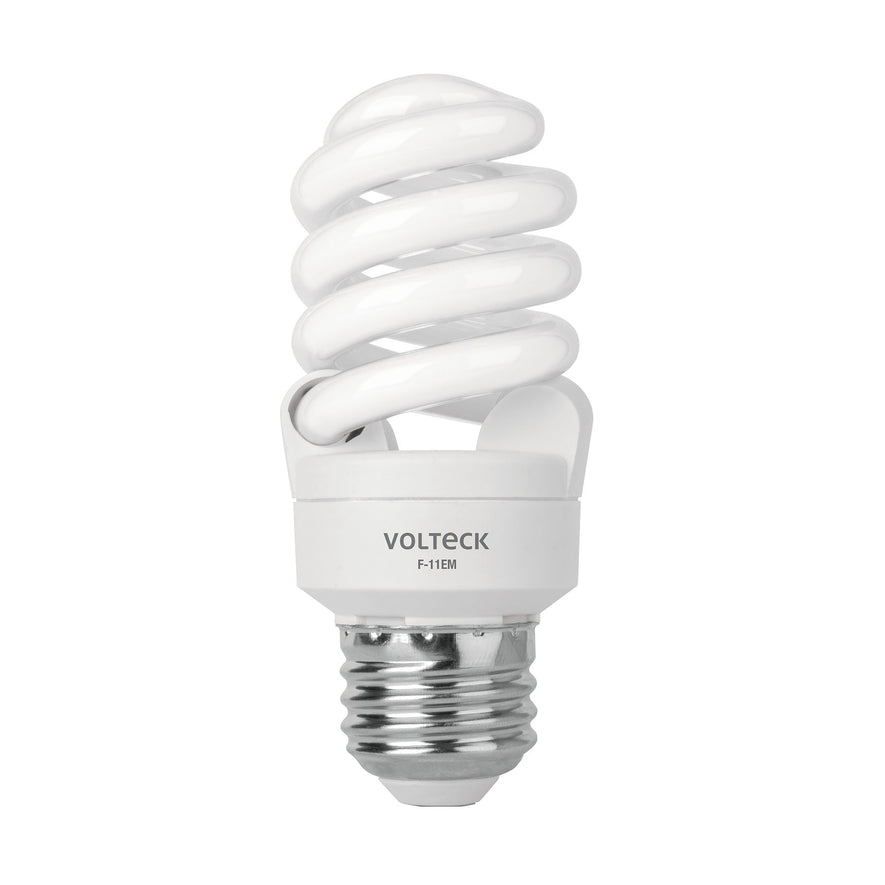 Lámpara espiral mini T2 11 W luz cálida en blíster, Volteck Caja con 4, 48503