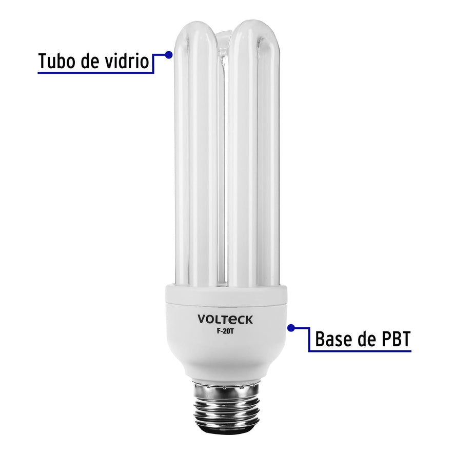 Lámpara triple T4 20 W luz de día en blíster, Volteck Caja con 4, 48226