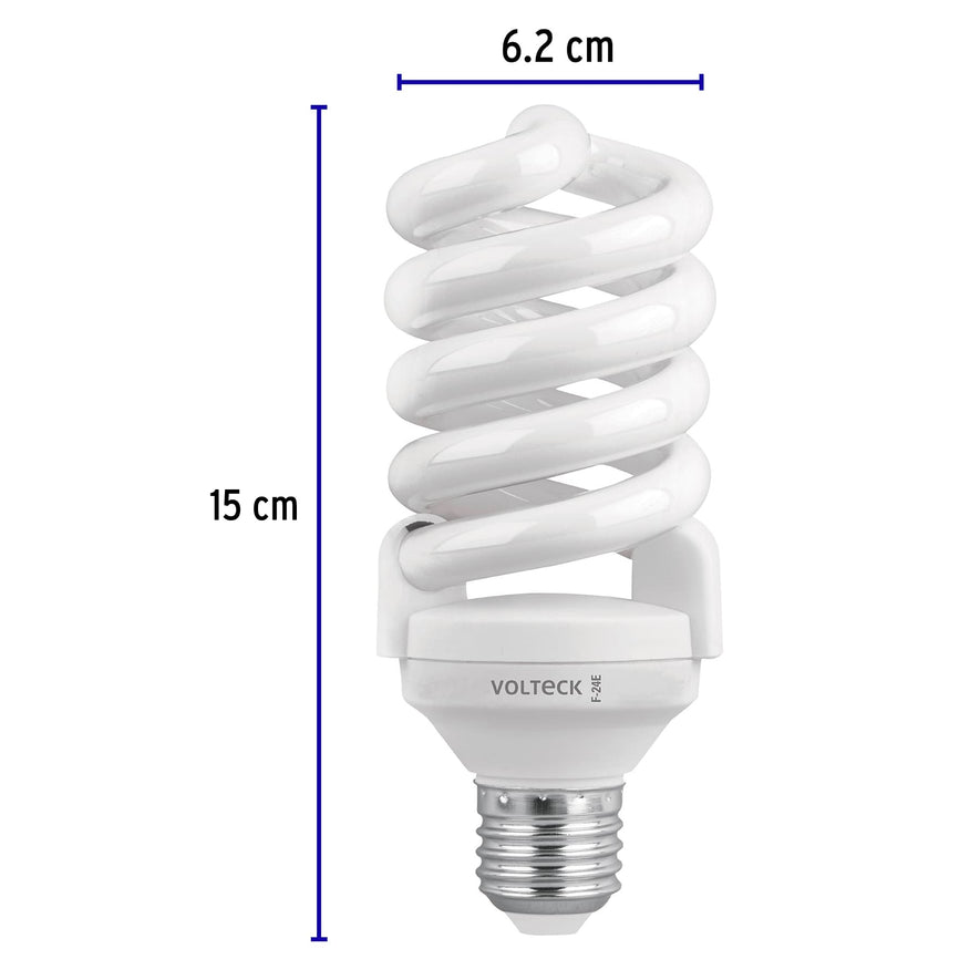 Lámpara espiral T4 24 W luz de día en blíster, Volteck Caja con 8, 48215