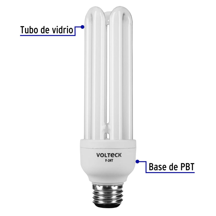Lámpara triple T4 24 W luz de día en blíster, Volteck Caja con 4, 48227