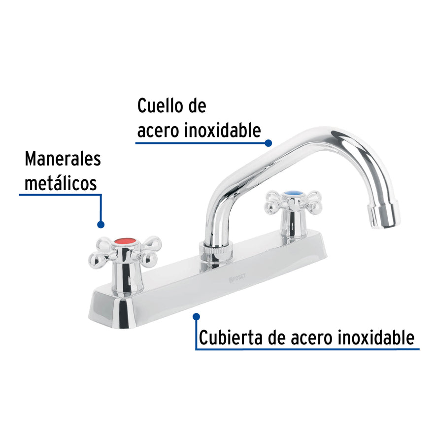 Mezcladora 8' p/fregadero, cuello corto, manerales cruceta Caja con 2, 45611