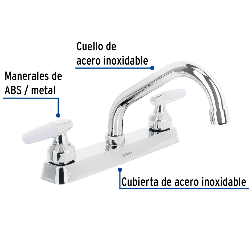 Mezcladora 8' p/fregadero, cuello corto, manerales cono Caja con 2, 45610