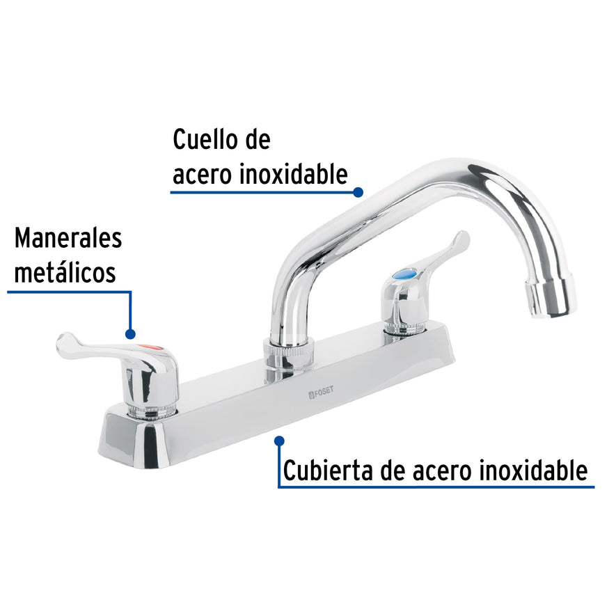 Mezcladora 8' p/fregadero, cuello corto, manerales palanca Caja con 2, 45609