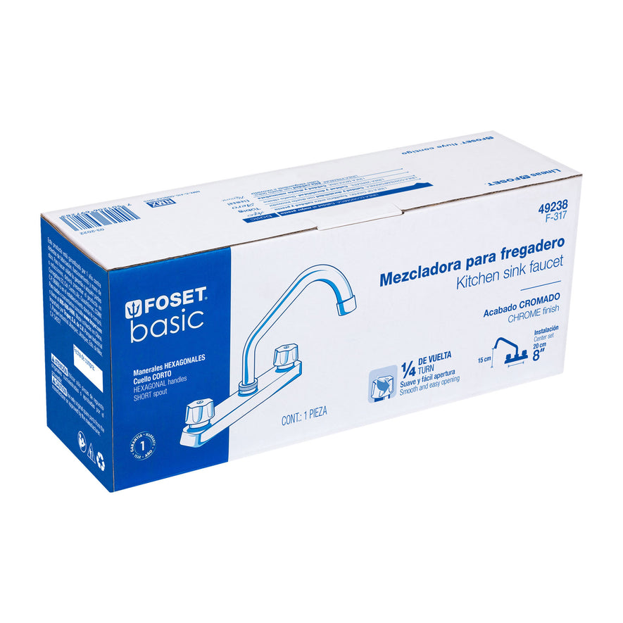 Mezcladora corta 8' p/fregadero manerales hex cart cerámico Caja con 2, 49238