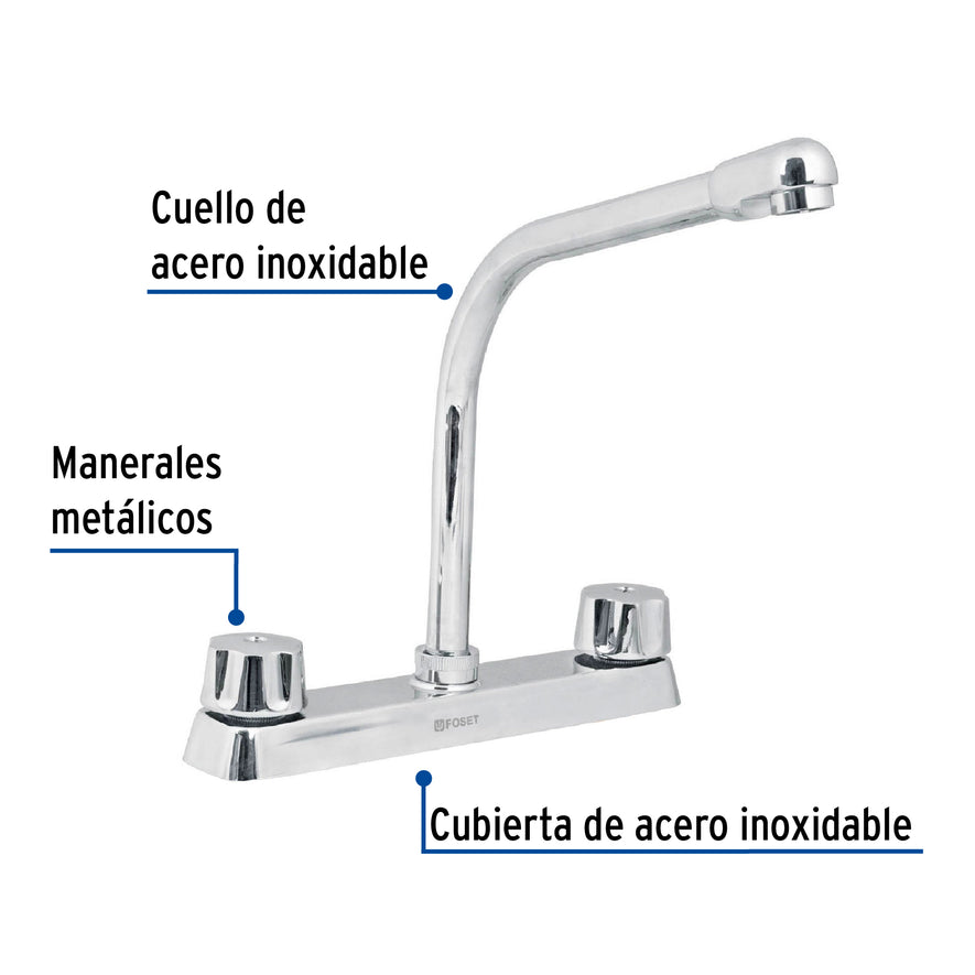 Mezcladora cobra 8' p/fregadero manerales hex car compresión, 45614