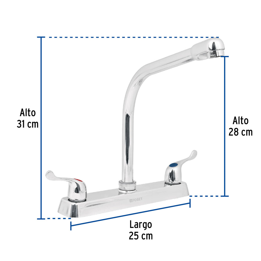 Mezcladora 8' p/fregadero, cuello cobra, manerales palanca, 49191